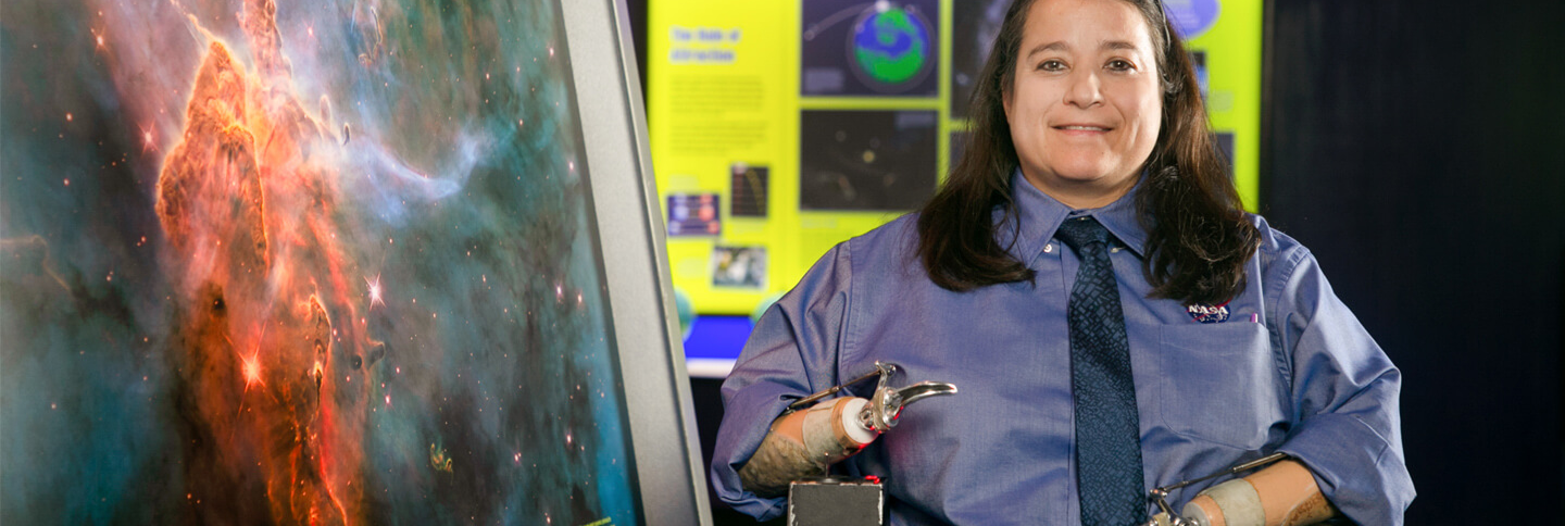 A photo of Dana Bolles, a NASA space flight engineer.