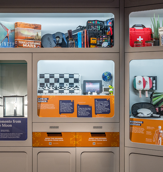 Mars exhibit display cases