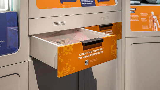 A open drawer inside the Mars exhibit.