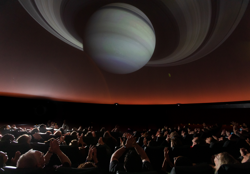 Saturn shown on the ceiling of the Buhl Planetarium.
