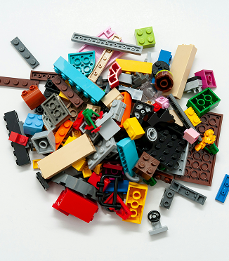 A pile of Lego building blocks.