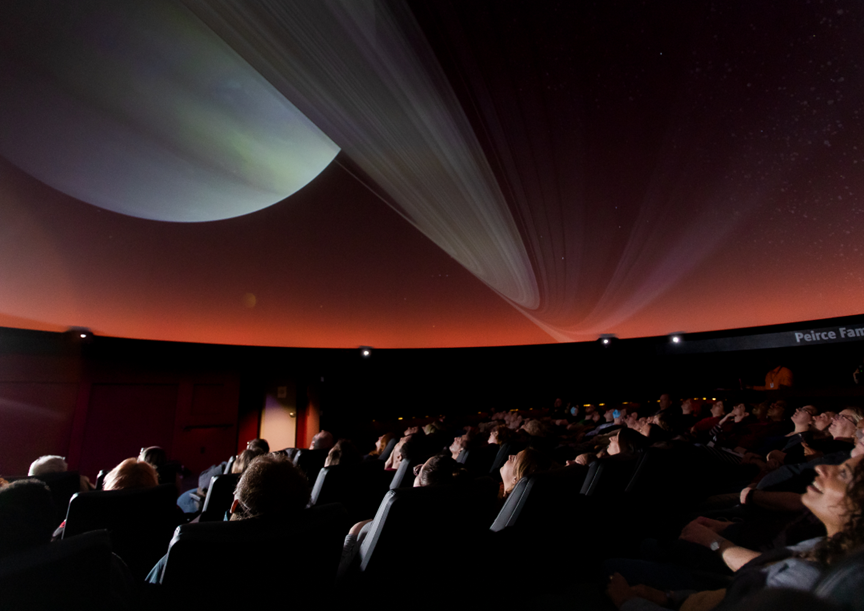 Saturn shown on the ceiling of the Buhl Planetarium.