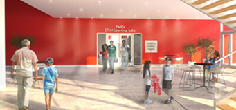 Architectural concept of the planned FedEx STEM Learning Lab Entrance