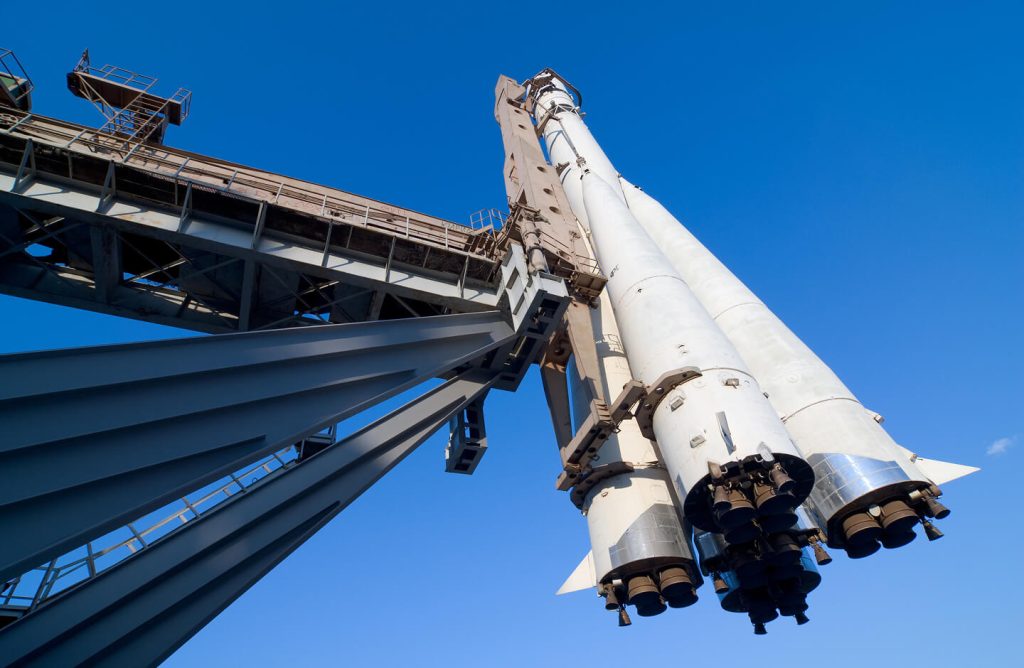 A rocket on a launch pad