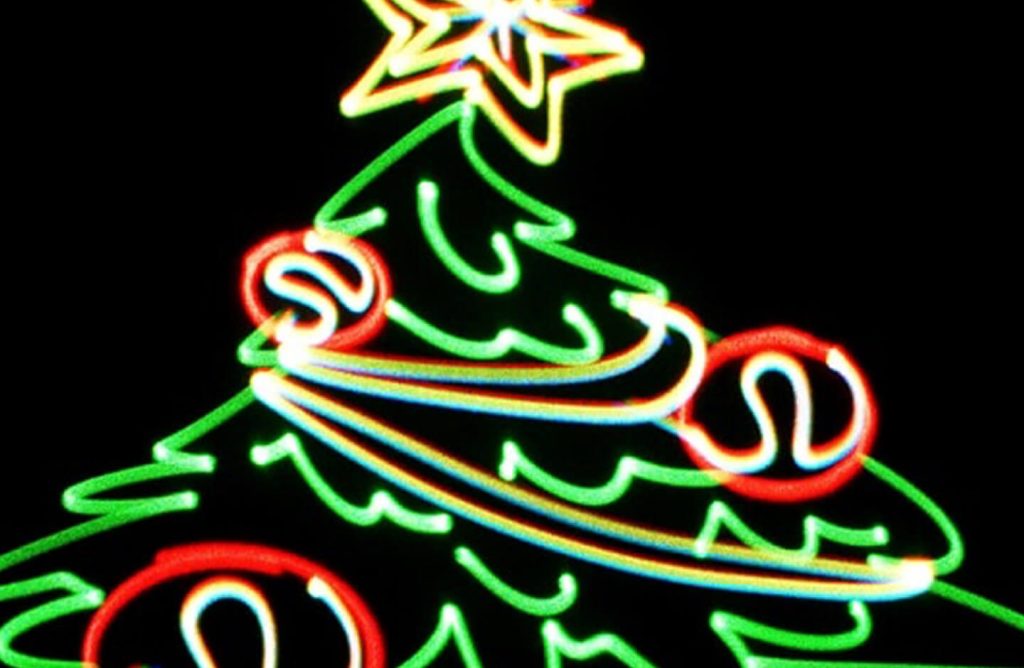 Laser show of a Christmas tree
