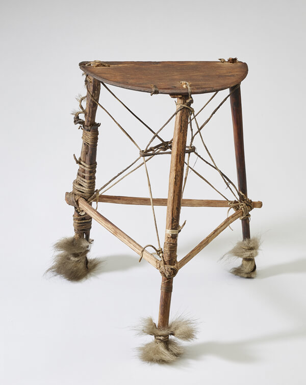 Hunting stool with polar bear fur on the bottom of the legs.