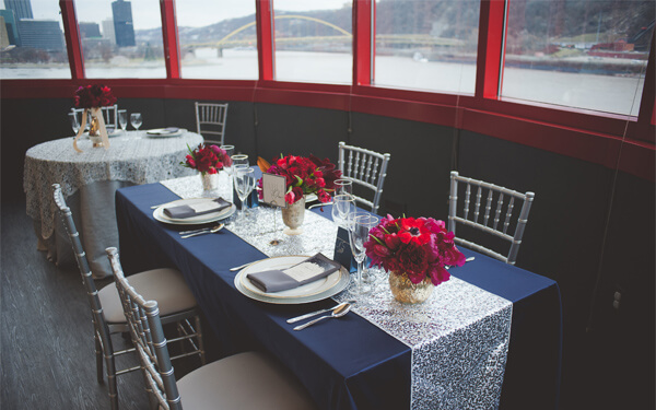decorated tables and chairs