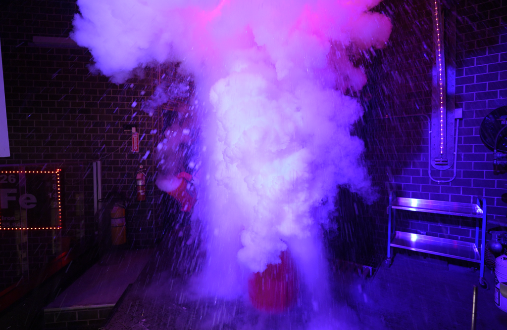 A science demonstration using liquid nitrogen